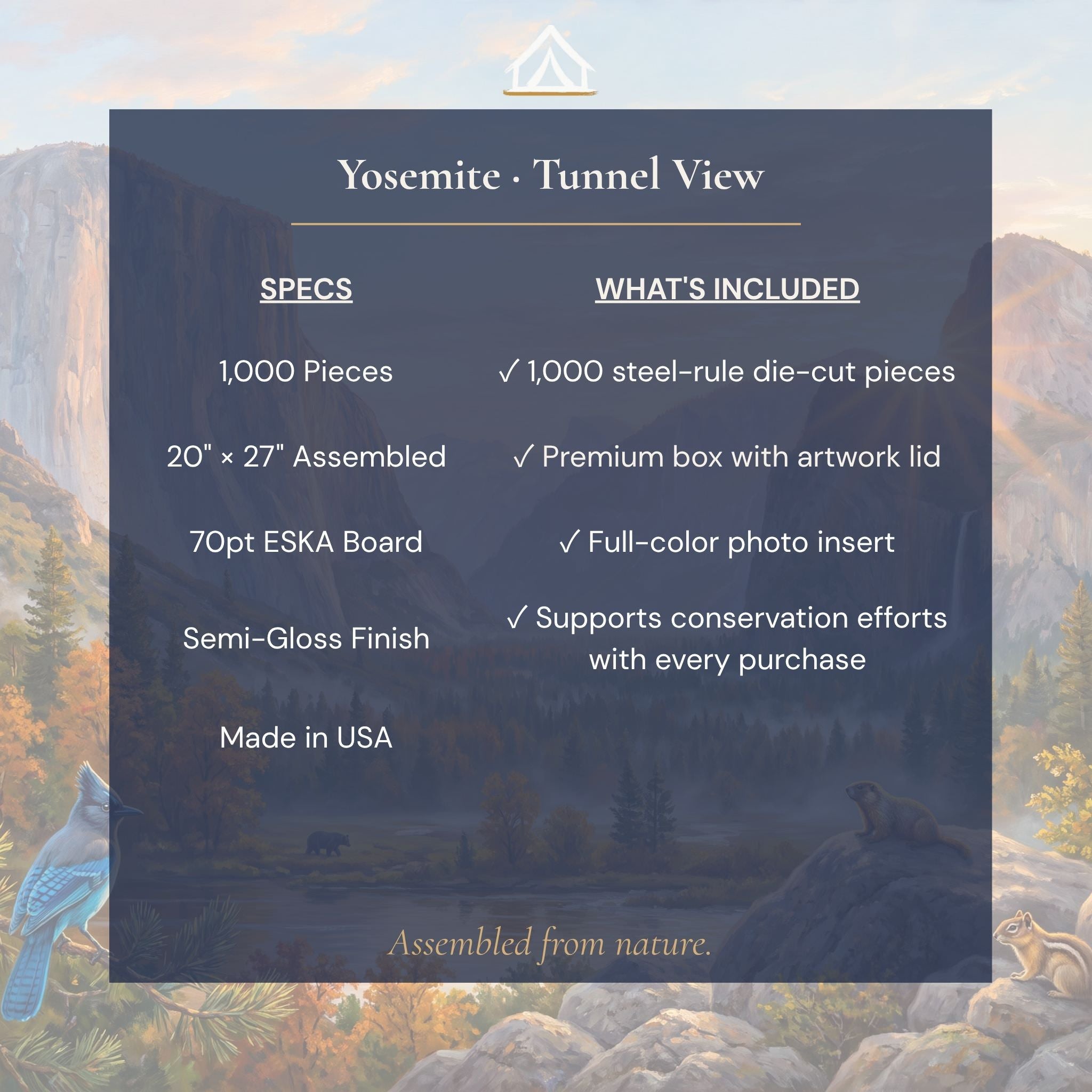 Yosemite National Park puzzle specifications 1000 pieces Made in USA