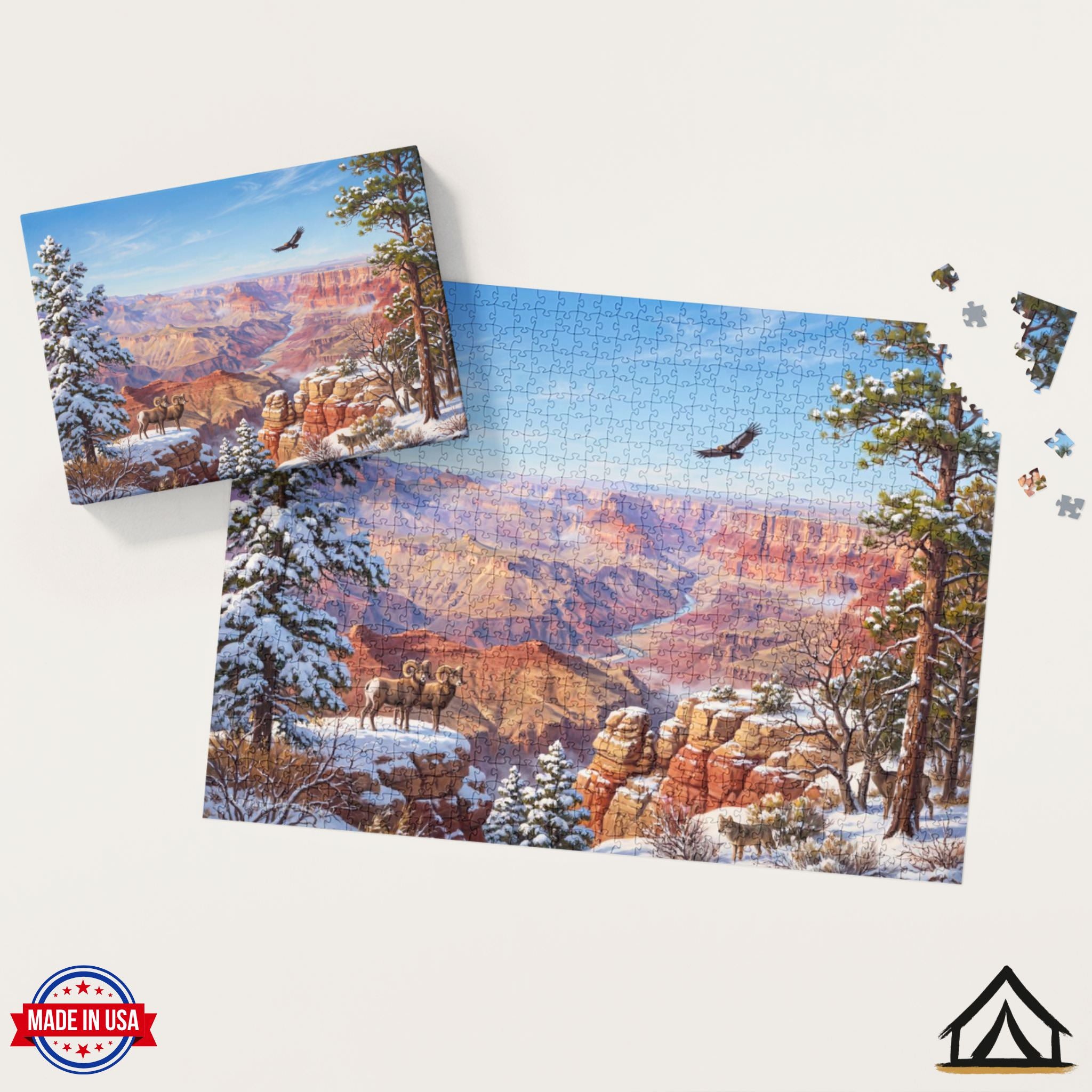Grand Canyon Winter 1,000-piece puzzle assembly example