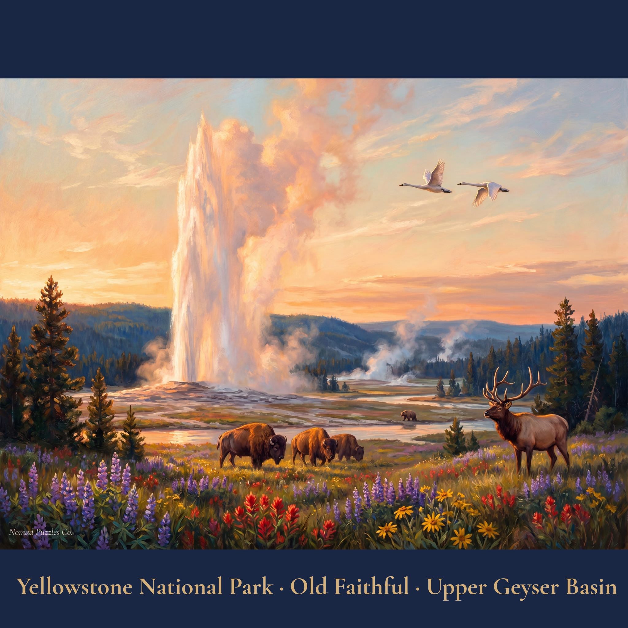 Yellowstone National Park Standard Edition puzzle — Old Faithful Upper Geyser Basin full composition